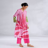 Pavitra Colour Blocked Shantoon Kurta - Candy Pink