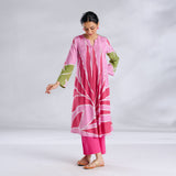 Pavitra Colour Blocked Shantoon Kurta - Candy Pink