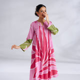 Pavitra Colour Blocked Shantoon Kurta - Candy Pink