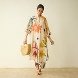 Into the Wilderness Slub Cotton Kurta Set - Cream White