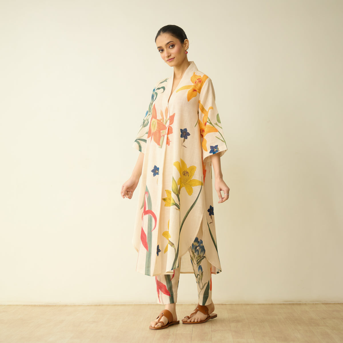 Into the Wilderness Slub Cotton Kurta Set - Cream White