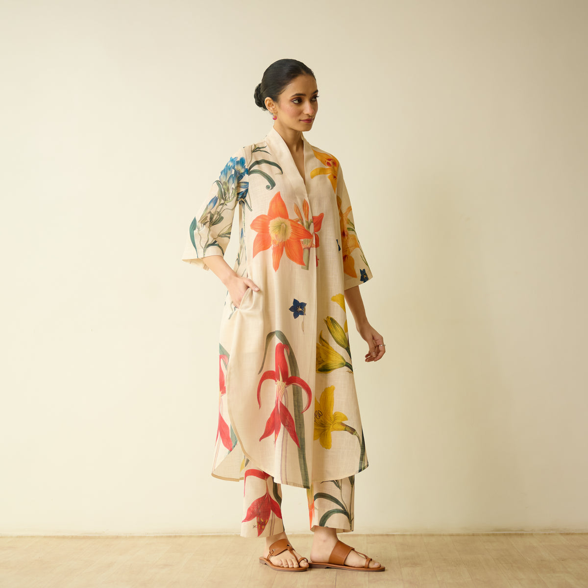 Into the Wilderness Slub Cotton Kurta Set - Cream White