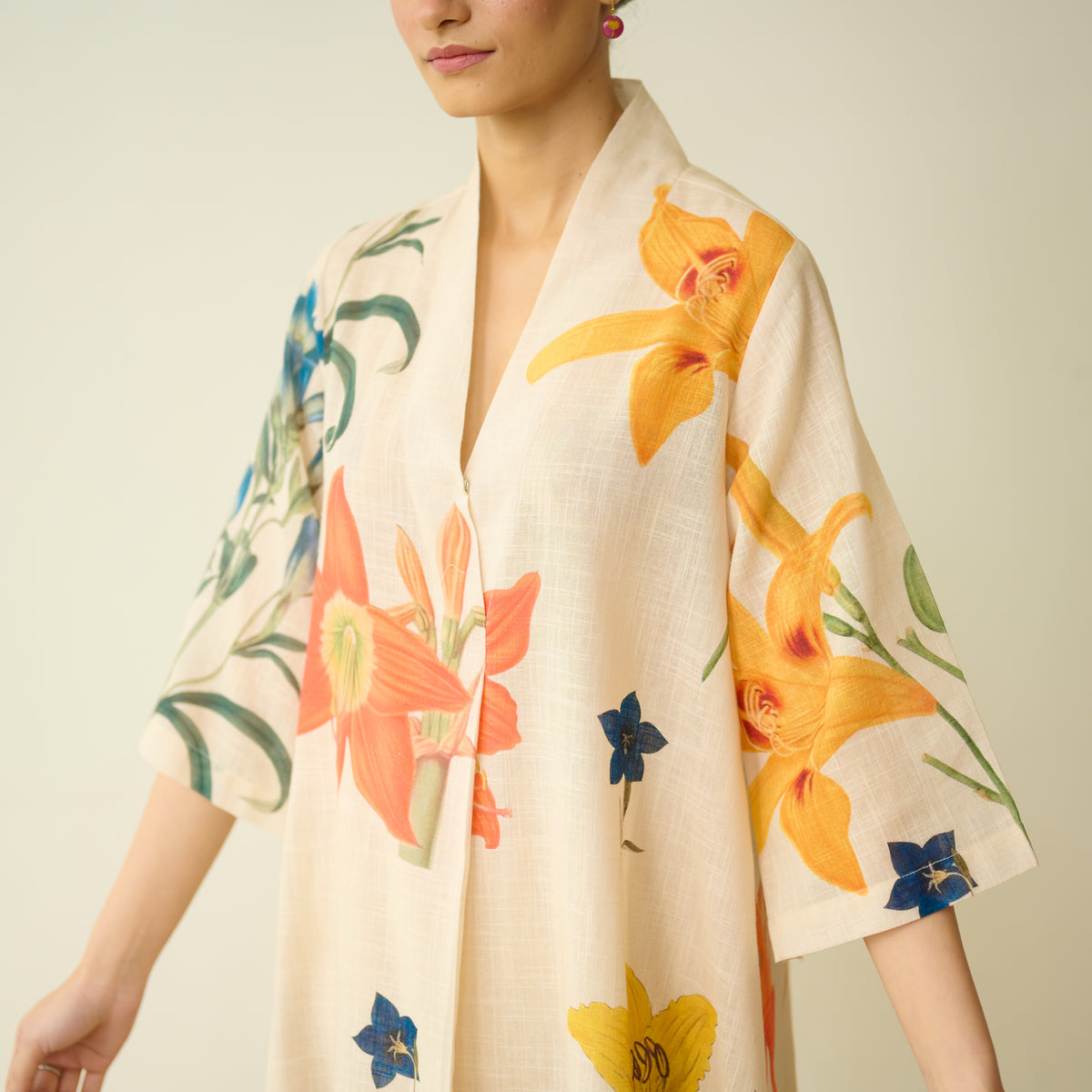 Into the Wilderness Slub Cotton Kurta Set - Cream White