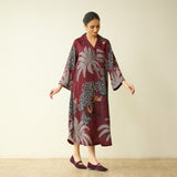Palm Tree Modal Statement Dress - Maroon