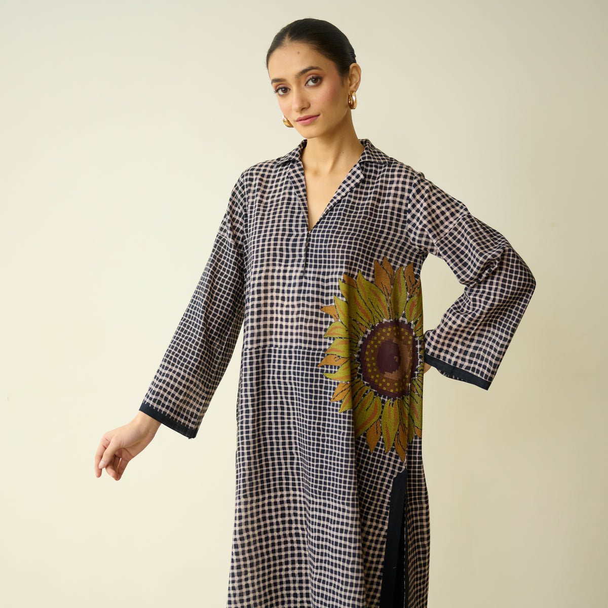 Sunday Slub Cotton Kurta - Charcoal