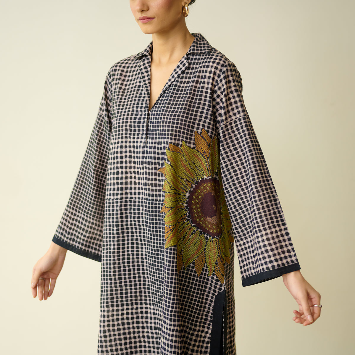 Sunday Slub Cotton Kurta - Charcoal