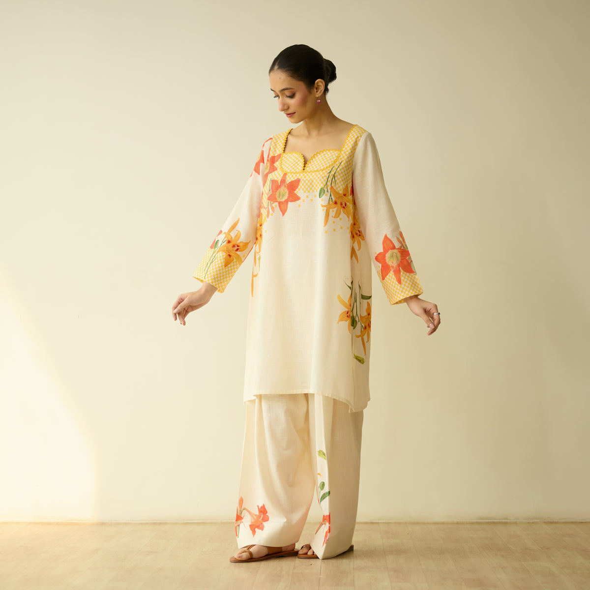 Masakali Slub Cotton Farsi Set - Turmeric Yellow