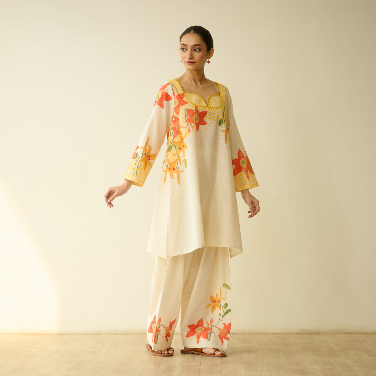 Masakali Slub Cotton Farsi Set - Turmeric Yellow