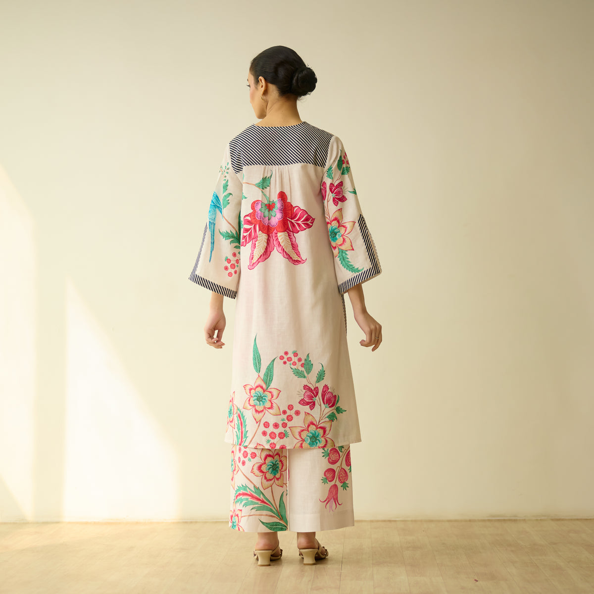 Dil Slub Cotton Hand Embroidered Kurta Set - Butter White