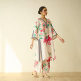 Dil Slub Cotton Hand Embroidered Kurta Set - Butter White