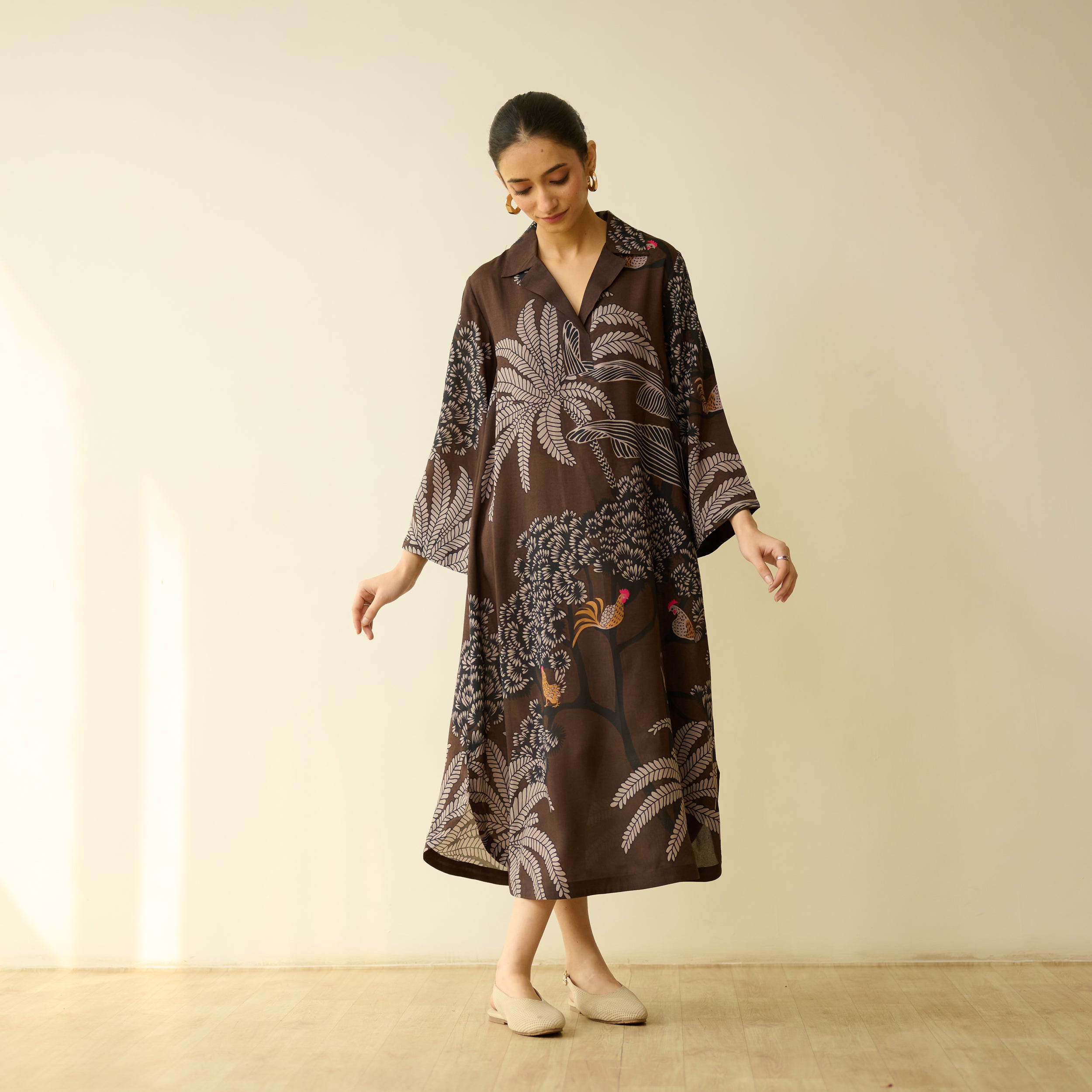 Buy Palm Tree Modal Statement Dress - Coco Brown | Rustorange