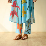 Into the Wilderness Slub Cotton Kurta Set - Sky Blue