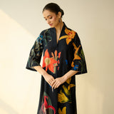 Into the Wilderness Slub Cotton Kurta Set - Black