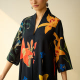 Into the Wilderness Slub Cotton Kurta Set - Black