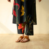 Into the Wilderness Slub Cotton Kurta Set - Black