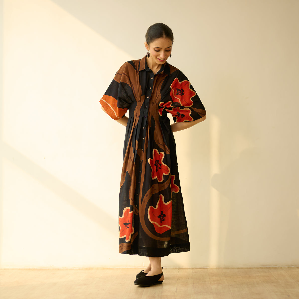 June Slub Cotton Dress - Black