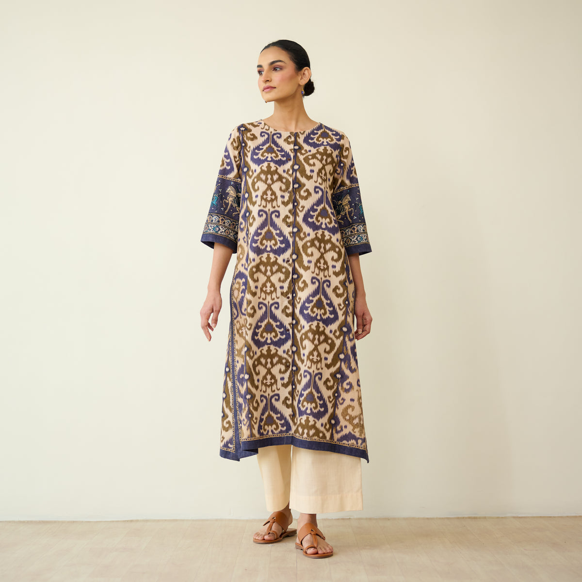 Abha Slub Cotton Kurta - Violet