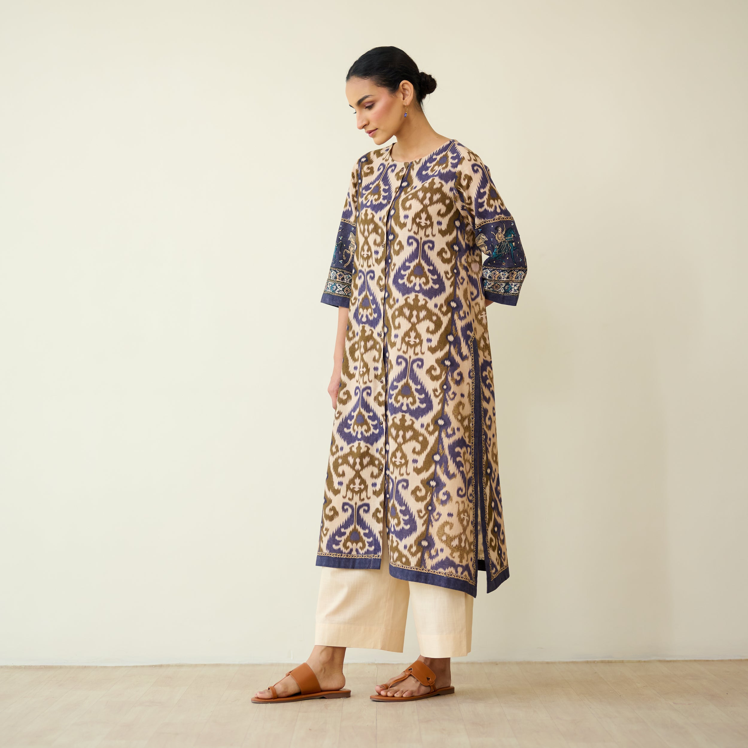 Abha Slub Cotton Kurta - Violet