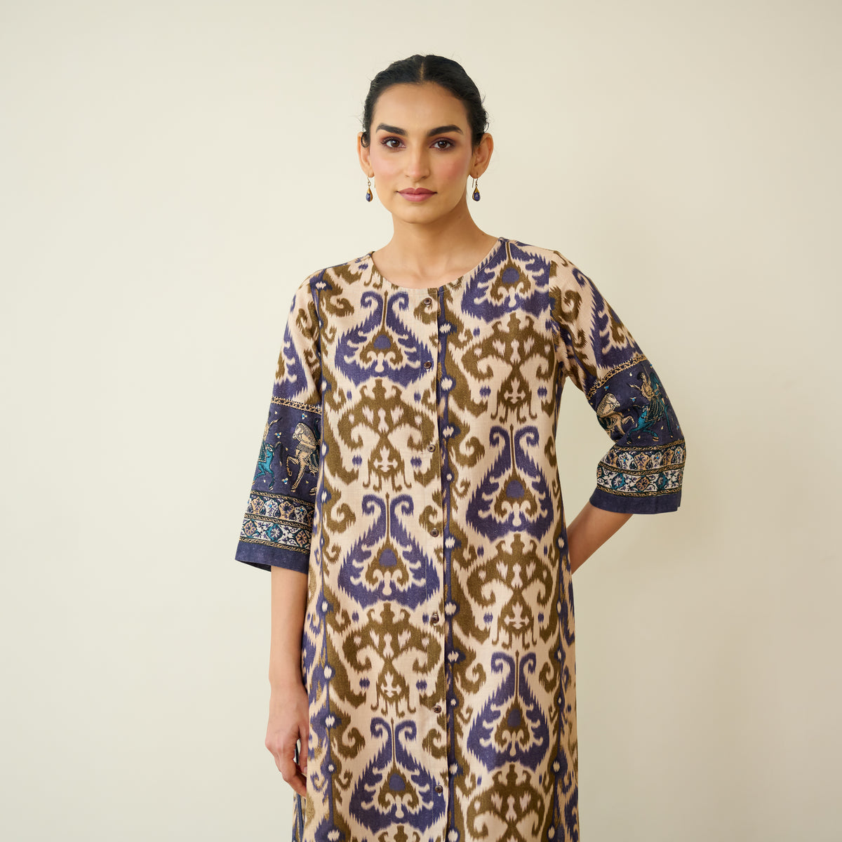 Abha Slub Cotton Kurta - Violet
