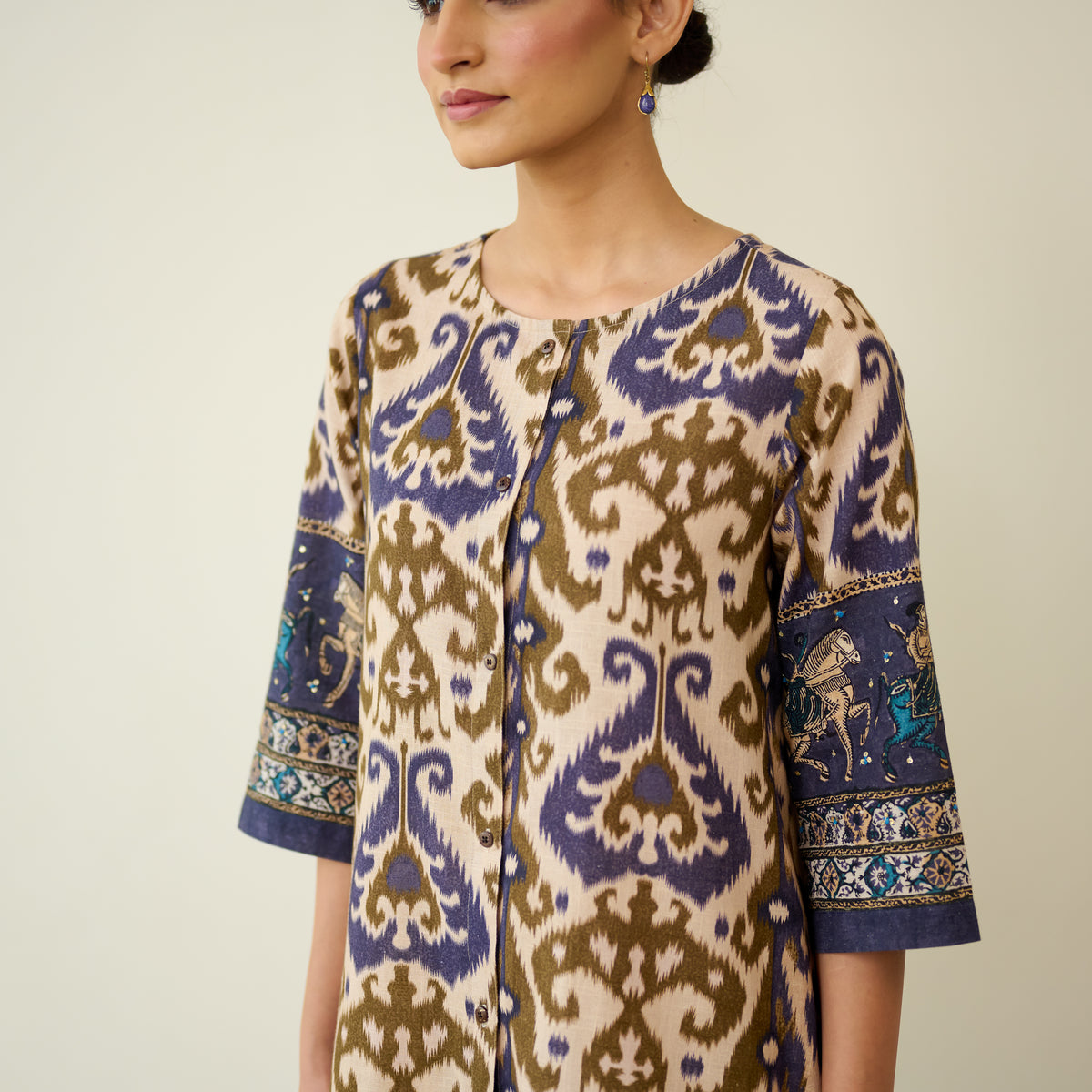 Abha Slub Cotton Kurta - Violet