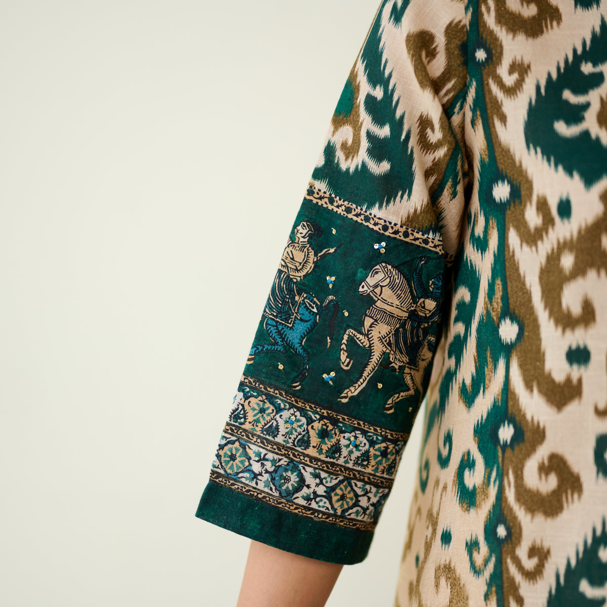 Abha Slub Cotton Kurta - Emerald Green