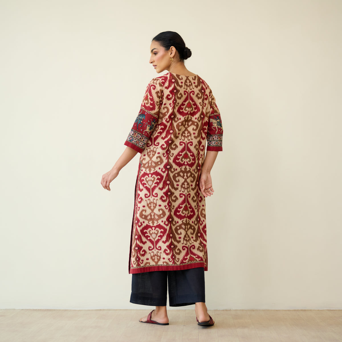 Abha Slub Cotton Kurta - Ruby Red