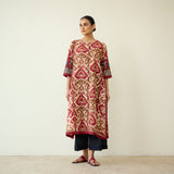 Abha Slub Cotton Kurta - Ruby Red