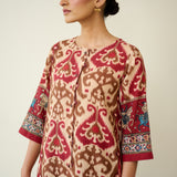 Abha Slub Cotton Kurta - Ruby Red