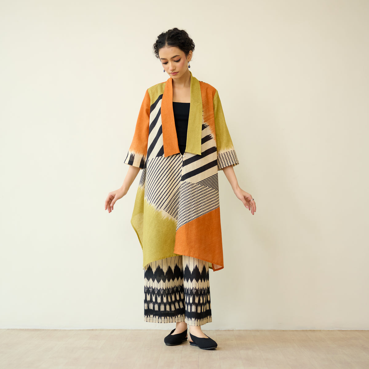 Mix and Match Slub Cotton Shrug Set - Tangerine & Heena