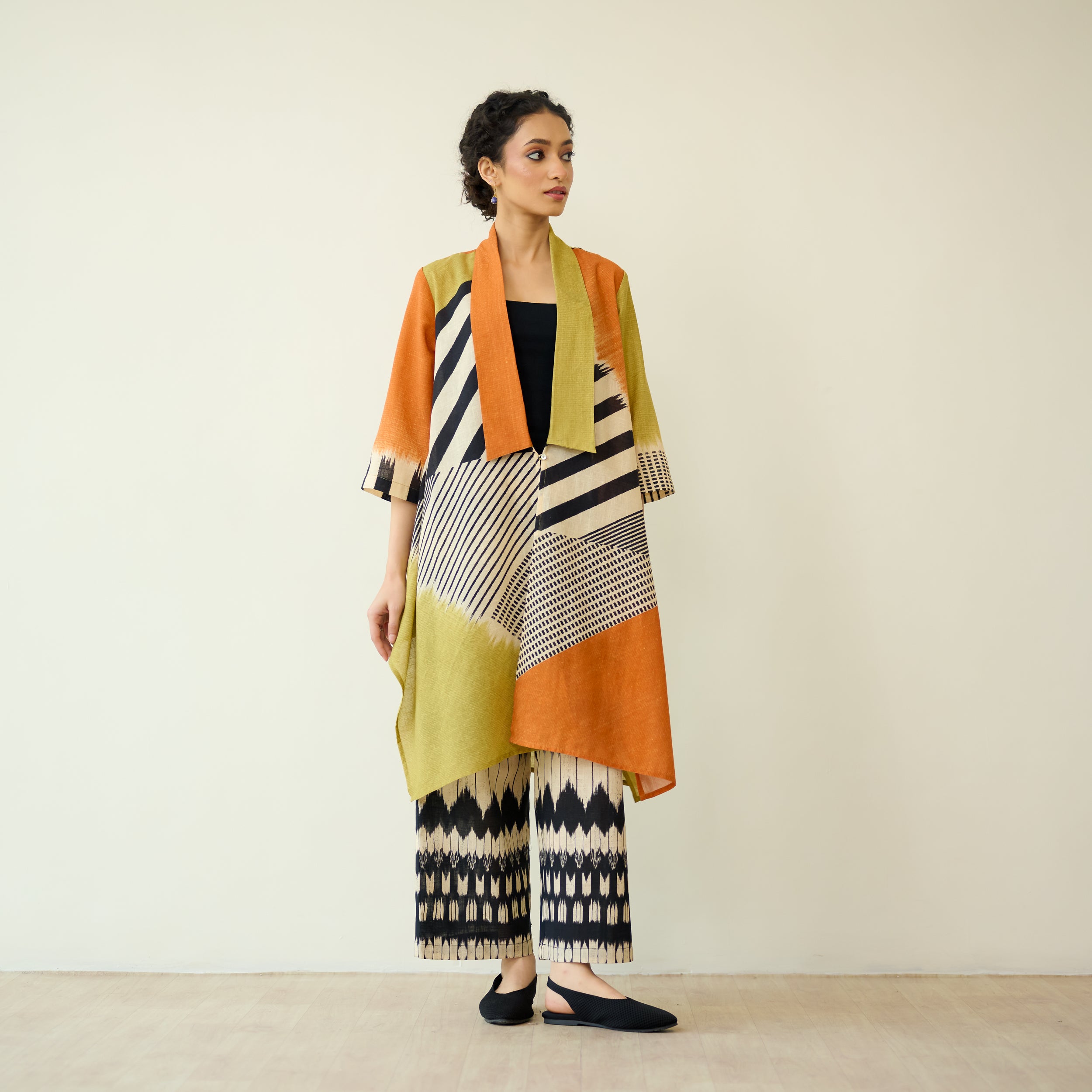 Mix and Match Slub Cotton Shrug Set - Tangerine & Heena