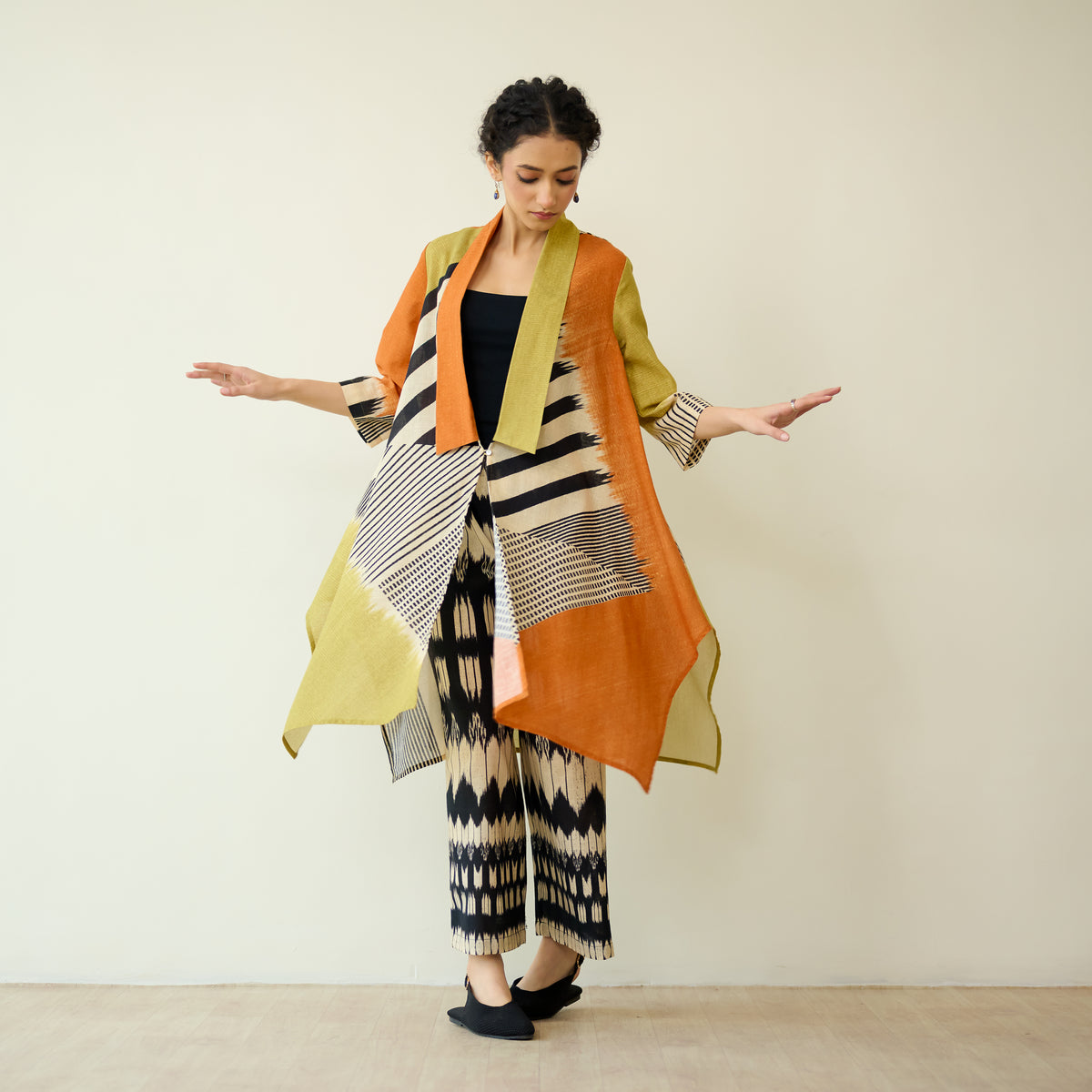 Mix and Match Slub Cotton Shrug Set - Tangerine & Heena