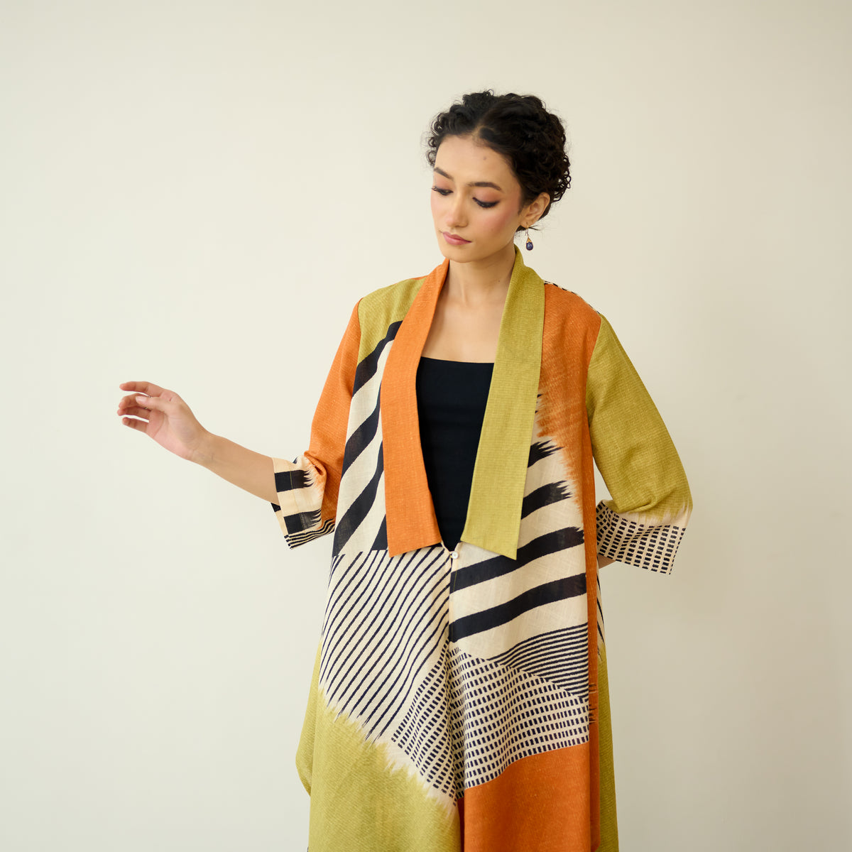 Mix and Match Slub Cotton Shrug Set - Tangerine & Heena