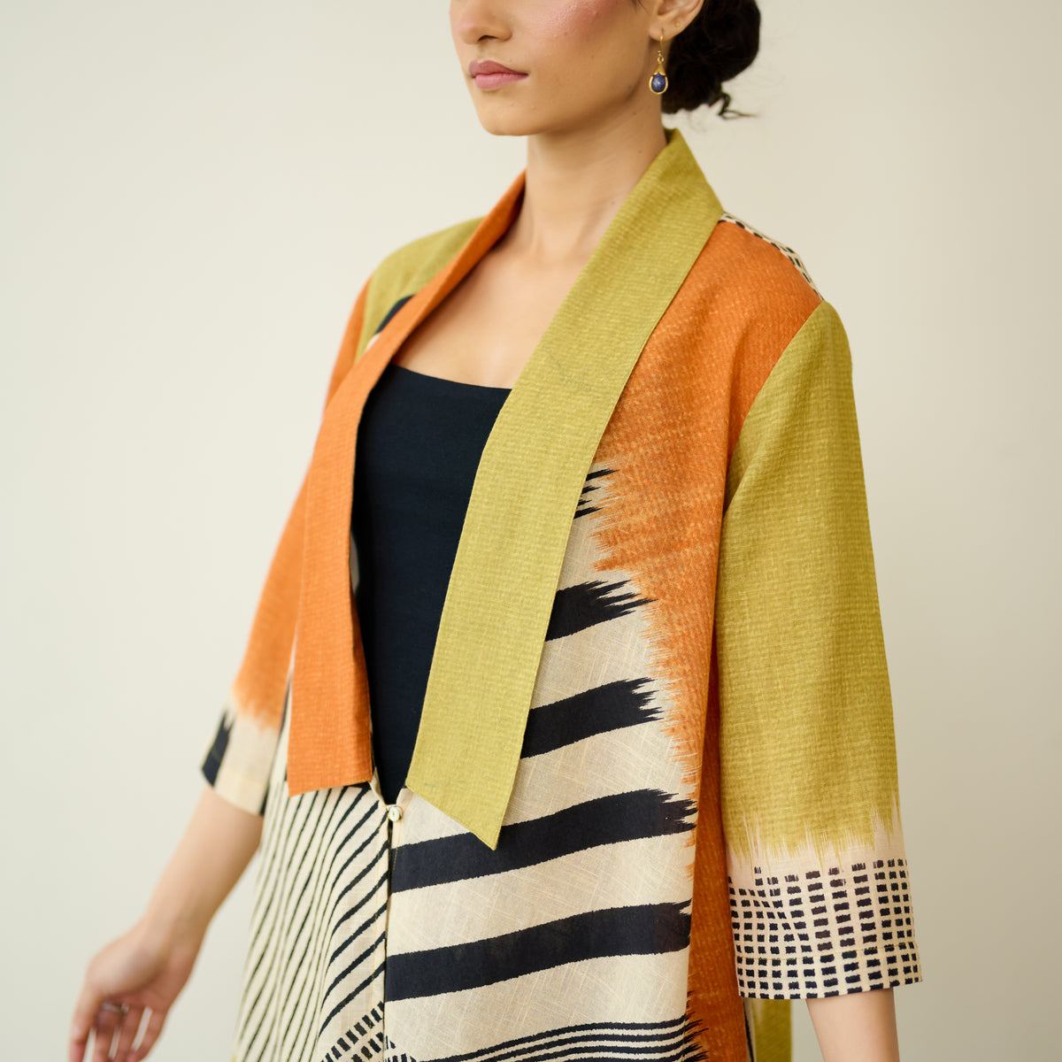 Mix and Match Slub Cotton Shrug Set - Tangerine & Heena