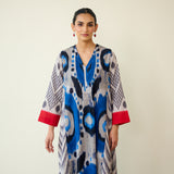 Rhythm Slub Cotton Kurta Set - Electric Blue & Grey