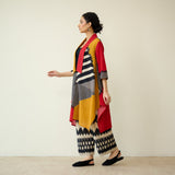Mix and Match Slub Cotton Shrug Set - Tomato Red & Turmeric Yellow