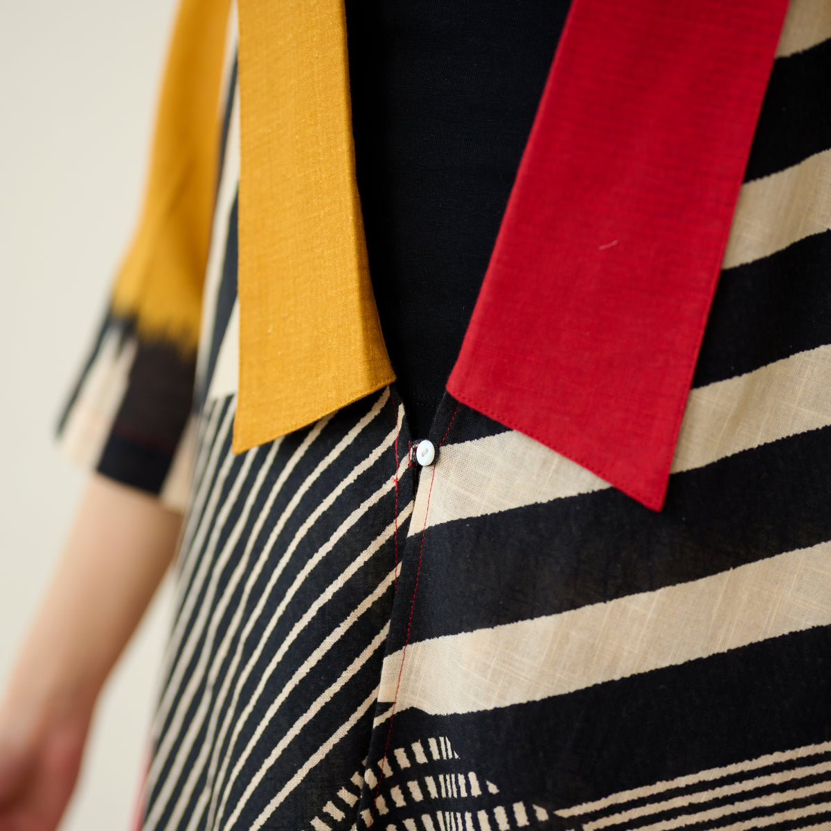 Mix and Match Slub Cotton Shrug Set - Tomato Red & Turmeric Yellow