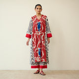 Rhythm Slub Cotton Kurta Set - Earthy Red