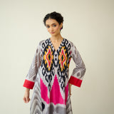 Rhythm Slub Cotton Kurta Set - Pink, Yellow & Black