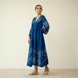 Solitaire Kota Doria Cotton Dress - Vintage Blue