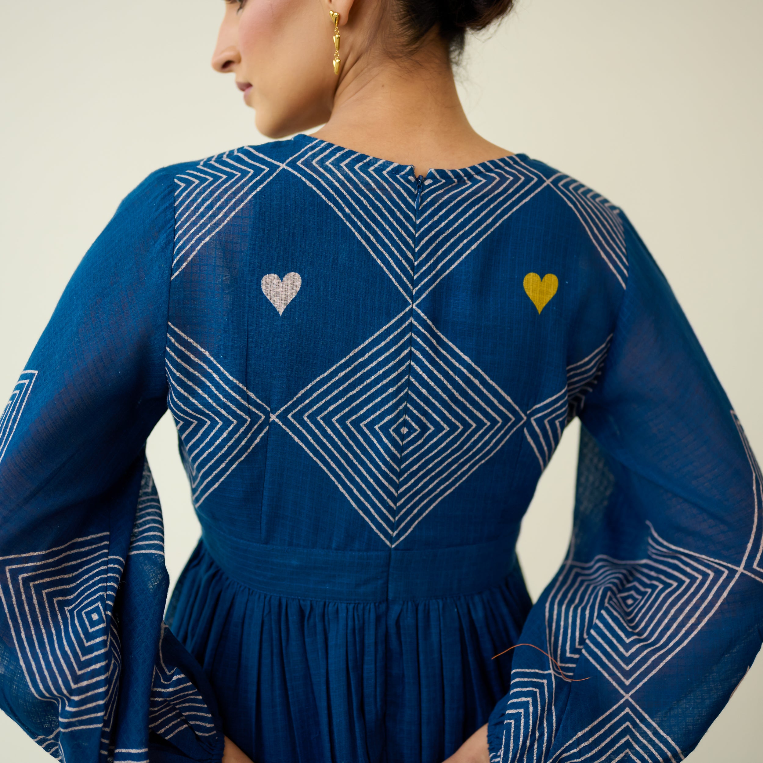 Solitaire Kota Doria Cotton Dress - Vintage Blue