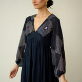 Solitaire Kota Doria Cotton Dress - Black