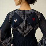 Solitaire Kota Doria Cotton Dress - Black