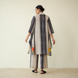 Rose Mulmul Cotton Shrug Set - Black