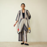 Rose Mulmul Cotton Shrug Set - Black