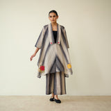 Rose Mulmul Cotton Shrug Set - Black