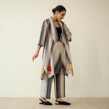 Rose Mulmul Cotton Shrug Set - Black