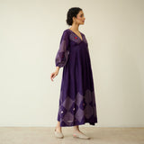 Solitaire Kota Doria Cotton Dress - Aubergine