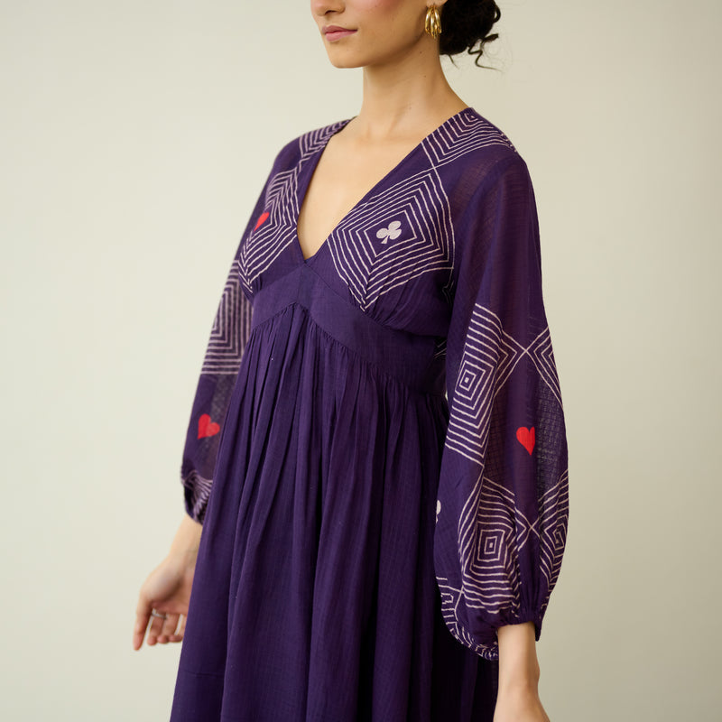 Buy Solitaire Kota Doria Cotton Dress - Aubergine