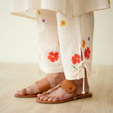Blossom Hand Embroidered Slub Cotton Kurta Set - Ivory