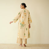 Lotus Bloom Mulmul Cotton Kurta Set - Butter Yellow